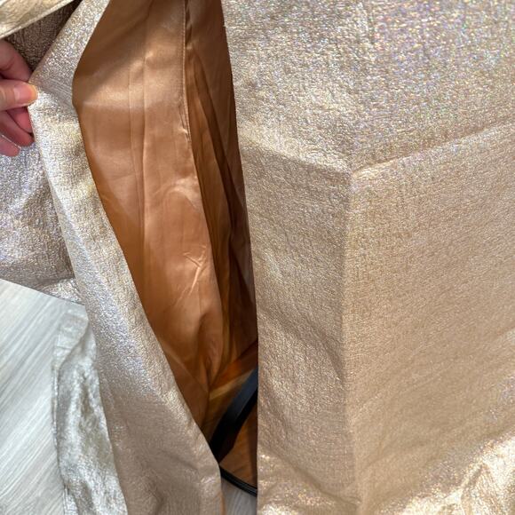 Mac Duggal One Shoulder Metallic Ruffled Evening Gown In Oyster 66975 Size 8 New - Picture 8 of 16